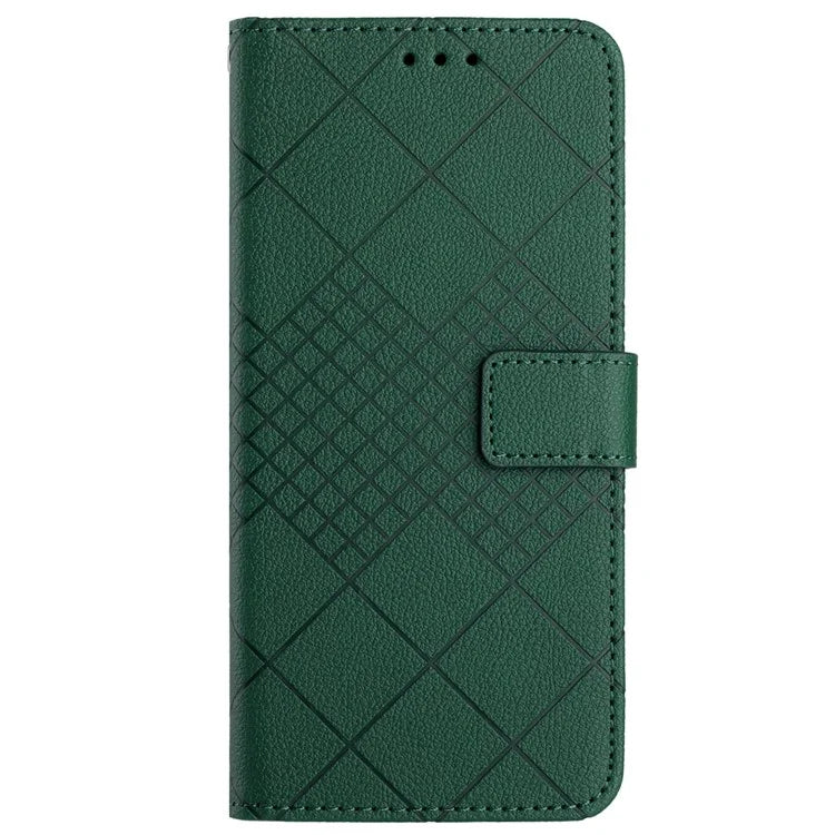 HT06 For Realme 12 Leather Case Rhombus Litchi Texture Wallet Cell Phone Protector