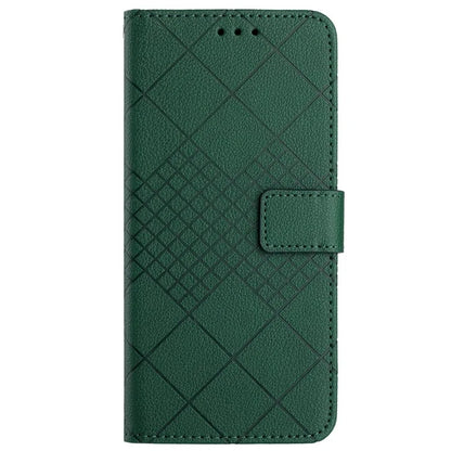 HT06 For Realme 12 Leather Case Rhombus Litchi Texture Wallet Cell Phone Protector