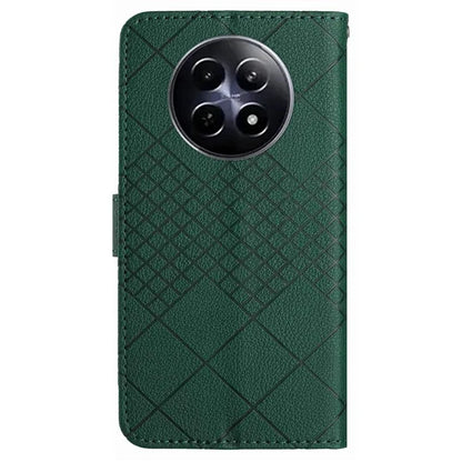 HT06 For Realme 12 Leather Case Rhombus Litchi Texture Wallet Cell Phone Protector