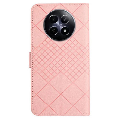 HT06 For Realme 12 Leather Case Rhombus Litchi Texture Wallet Cell Phone Protector
