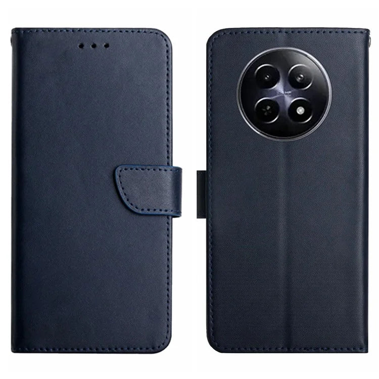 HT02 For Realme 12 Phone Cover Genuine Cow Leather Wallet Case Protective Cover
