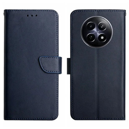 HT02 For Realme 12 Phone Cover Genuine Cow Leather Wallet Case Protective Cover