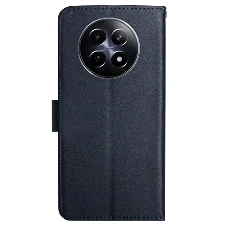 HT02 For Realme 12 Phone Cover Genuine Cow Leather Wallet Case Protective Cover
