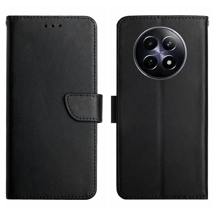 HT02 For Realme 12 Phone Cover Genuine Cow Leather Wallet Case Protective Cover