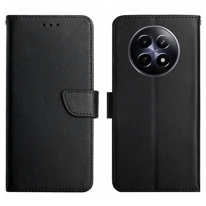 HT02 For Realme 12 Phone Cover Genuine Cow Leather Wallet Case Protective Cover