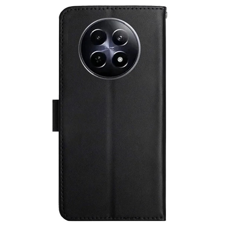 HT02 For Realme 12 Phone Cover Genuine Cow Leather Wallet Case Protective Cover
