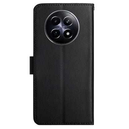 HT02 For Realme 12 Phone Cover Genuine Cow Leather Wallet Case Protective Cover