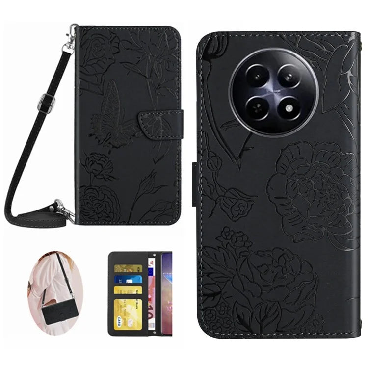 HT03 For Realme 12 Cover Skin-touch Leather Phone Case with Shoulder Strap