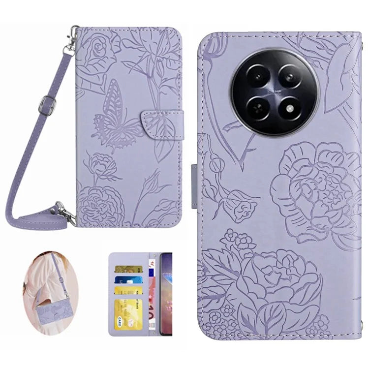 HT03 For Realme 12 Cover Skin-touch Leather Phone Case with Shoulder Strap