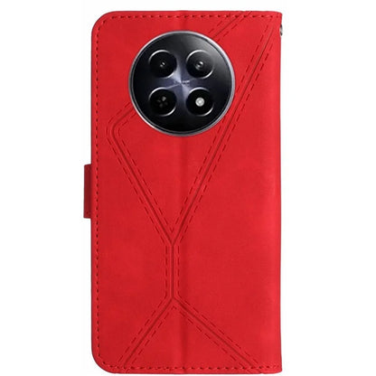 HT05 For Realme 12 Cover Phone Case PU Leather Stand Wallet Case Lines Imprinted