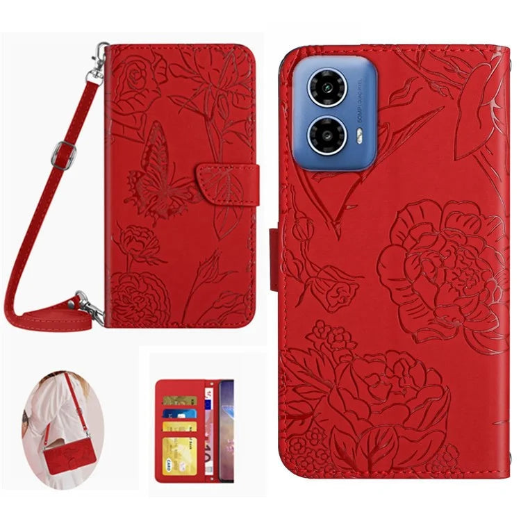 HT03 For Motorola Moto G Stylus 5G (2024) Case Leather Phone Protector with Shoulder Strap