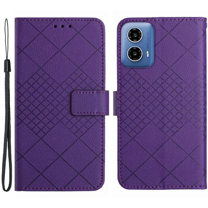 HT06 For Motorola Moto G Stylus 5G (2024) PU Leather Case Wallet Rhombus Flip Phone Cover