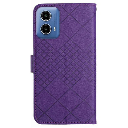 HT06 For Motorola Moto G Stylus 5G (2024) PU Leather Case Wallet Rhombus Flip Phone Cover