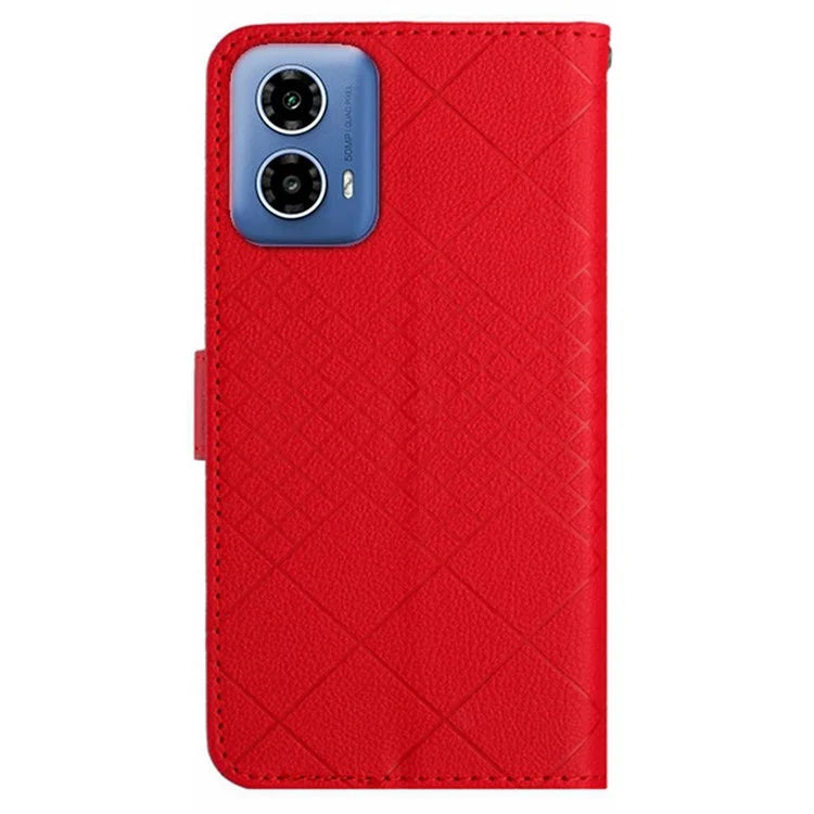 HT06 For Motorola Moto G Stylus 5G (2024) PU Leather Case Wallet Rhombus Flip Phone Cover
