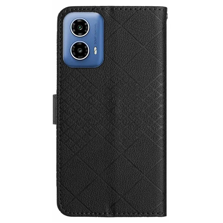 HT06 For Motorola Moto G Stylus 5G (2024) PU Leather Case Wallet Rhombus Flip Phone Cover
