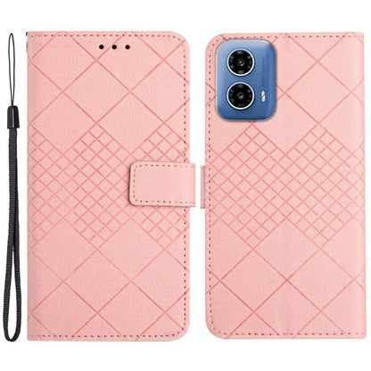 HT06 For Motorola Moto G Stylus 5G (2024) PU Leather Case Wallet Rhombus Flip Phone Cover