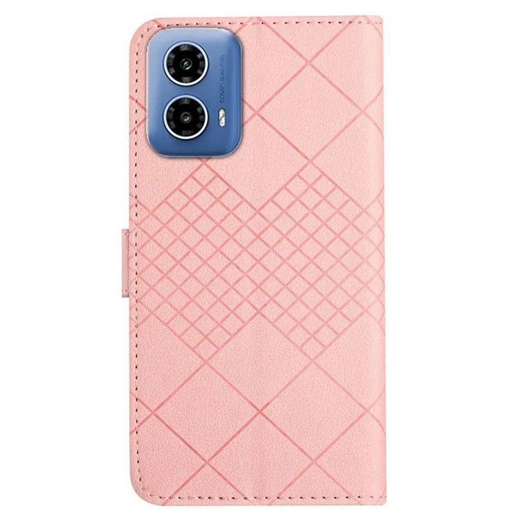 HT06 For Motorola Moto G Stylus 5G (2024) PU Leather Case Wallet Rhombus Flip Phone Cover
