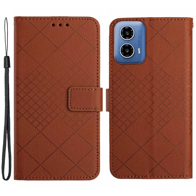 HT06 For Motorola Moto G Stylus 5G (2024) PU Leather Case Wallet Rhombus Flip Phone Cover