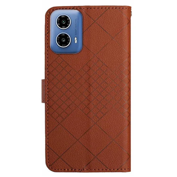 HT06 For Motorola Moto G Stylus 5G (2024) PU Leather Case Wallet Rhombus Flip Phone Cover