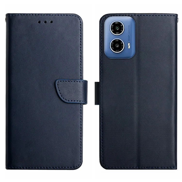 HT02 For Motorola Moto G Stylus 5G (2024) Phone Cover Genuine Cow Leather Stand Phone Case