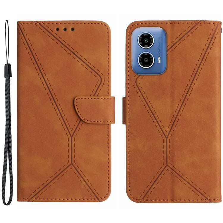HT05 For Motorola Moto G Stylus 5G (2024) Case Phone Cover PU Leather Stand Embossing Process