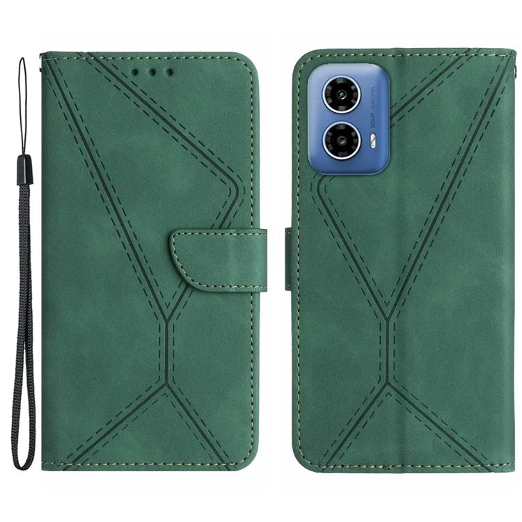 HT05 For Motorola Moto G Stylus 5G (2024) Case Phone Cover PU Leather Stand Embossing Process