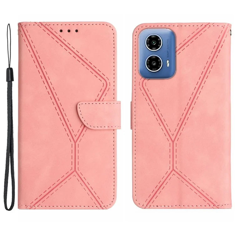 HT05 For Motorola Moto G Stylus 5G (2024) Case Phone Cover PU Leather Stand Embossing Process
