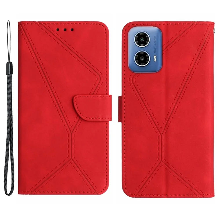 HT05 For Motorola Moto G Stylus 5G (2024) Case Phone Cover PU Leather Stand Embossing Process
