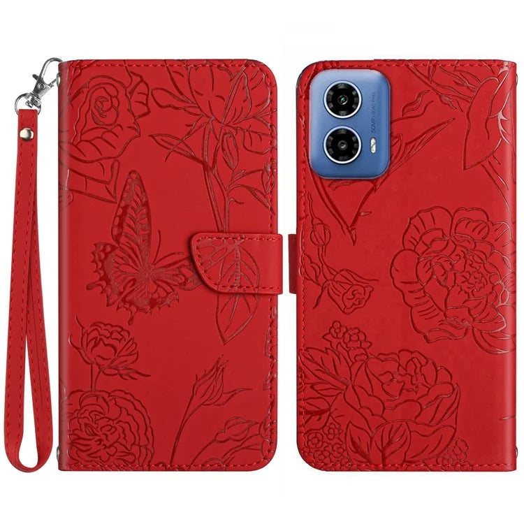 HT03 For Motorola Moto G Stylus 5G (2024) Case Leather Card Slots Smart Phone Cover with Hand Strap