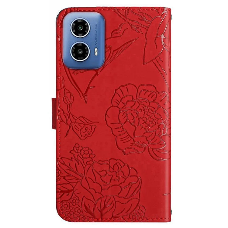 HT03 For Motorola Moto G Stylus 5G (2024) Case Leather Card Slots Smart Phone Cover with Hand Strap