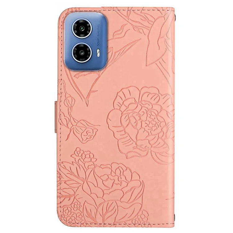 HT03 For Motorola Moto G Stylus 5G (2024) Case Leather Card Slots Smart Phone Cover with Hand Strap