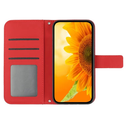 HT04 For Motorola Moto G Stylus 5G (2024) Leather Case Sunflower Pattern Phone Cover with Hand Strap