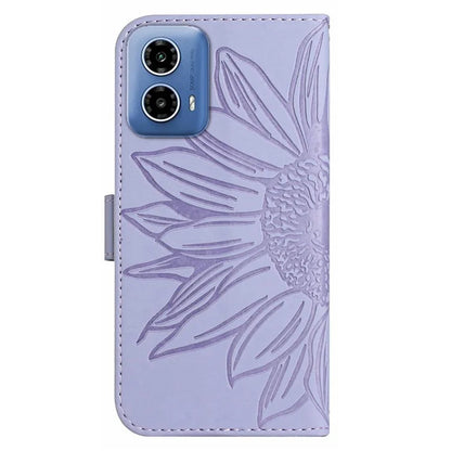 HT04 For Motorola Moto G Stylus 5G (2024) Leather Case Sunflower Pattern Phone Cover with Hand Strap