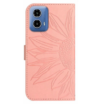 HT04 For Motorola Moto G Stylus 5G (2024) Leather Case Sunflower Pattern Phone Cover with Hand Strap