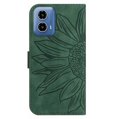 HT04 For Motorola Moto G Stylus 5G (2024) Leather Case Sunflower Pattern Phone Cover with Hand Strap