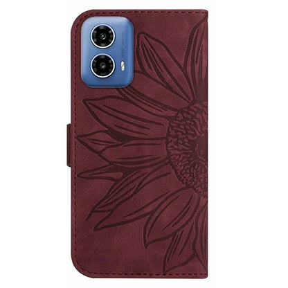 HT04 For Motorola Moto G Stylus 5G (2024) Leather Case Sunflower Pattern Phone Cover with Hand Strap
