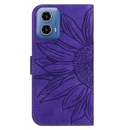 HT04 For Motorola Moto G Stylus 5G (2024) Leather Case Sunflower Pattern Phone Cover with Hand Strap