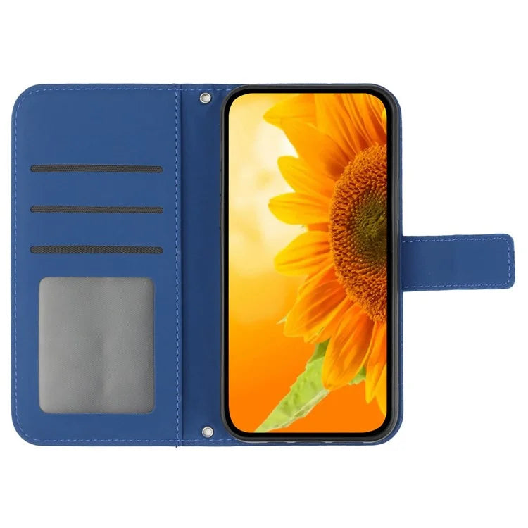 HT04 For Motorola Moto G Stylus 5G (2024) Case Sunflower Skin-touch Phone Cover with Crossbody Strap