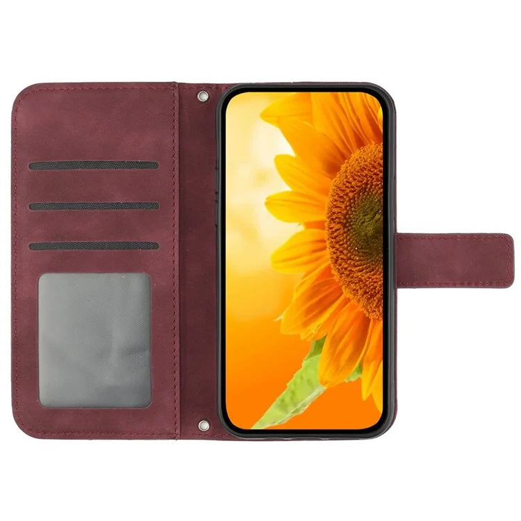 HT04 For Motorola Moto G Stylus 5G (2024) Case Sunflower Skin-touch Phone Cover with Crossbody Strap