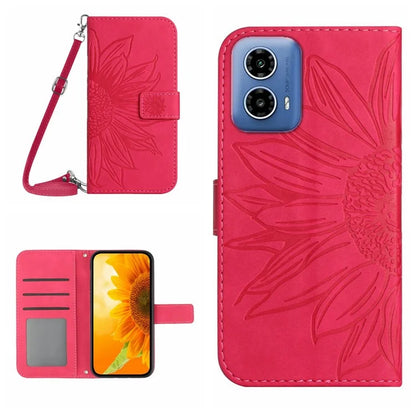 HT04 For Motorola Moto G Stylus 5G (2024) Case Sunflower Skin-touch Phone Cover with Crossbody Strap