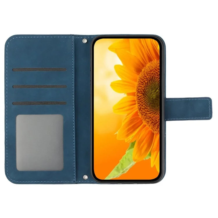 HT04 For Motorola Moto G Stylus 5G (2024) Case Sunflower Skin-touch Phone Cover with Crossbody Strap