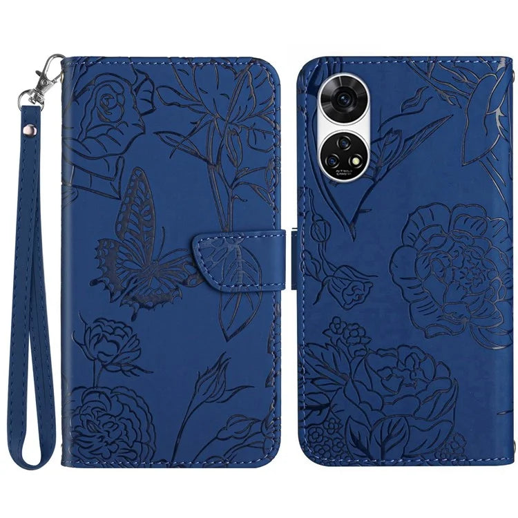 HT03 For ZTE Anshin Family A303ZT Case PU Leather+TPU Anti-scratch Phone Cover with Hand Strap