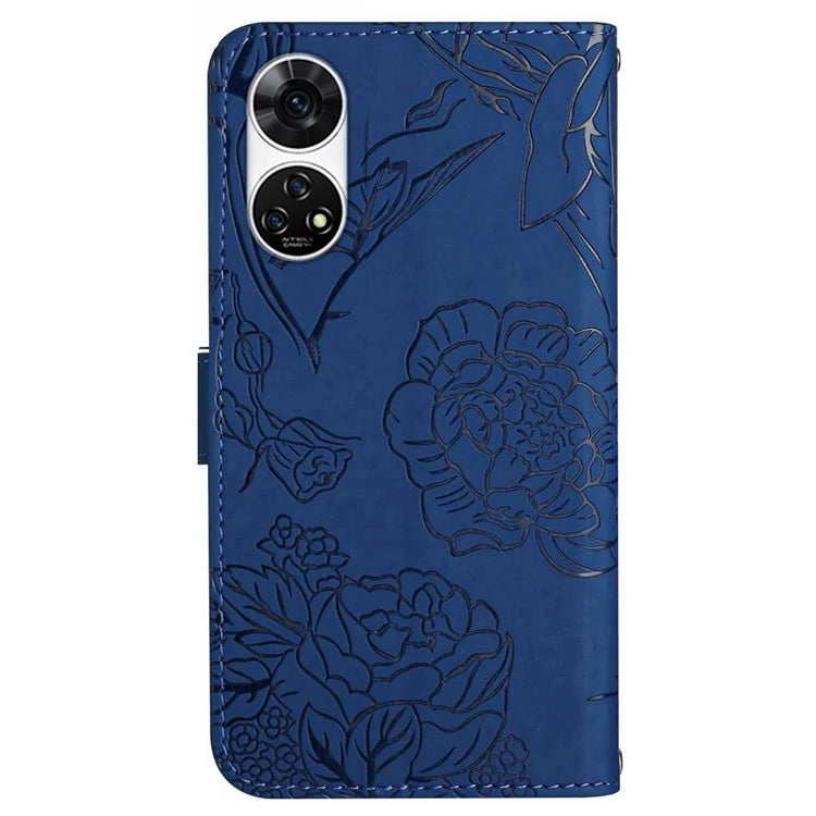 HT03 For ZTE Anshin Family A303ZT Case PU Leather+TPU Anti-scratch Phone Cover with Hand Strap