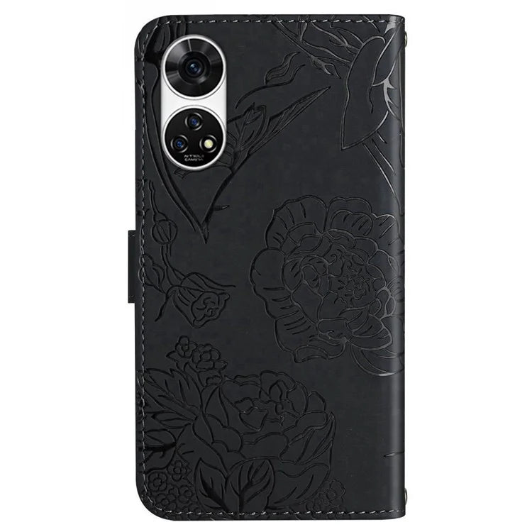 HT03 For ZTE Anshin Family A303ZT Case PU Leather+TPU Anti-scratch Phone Cover with Hand Strap