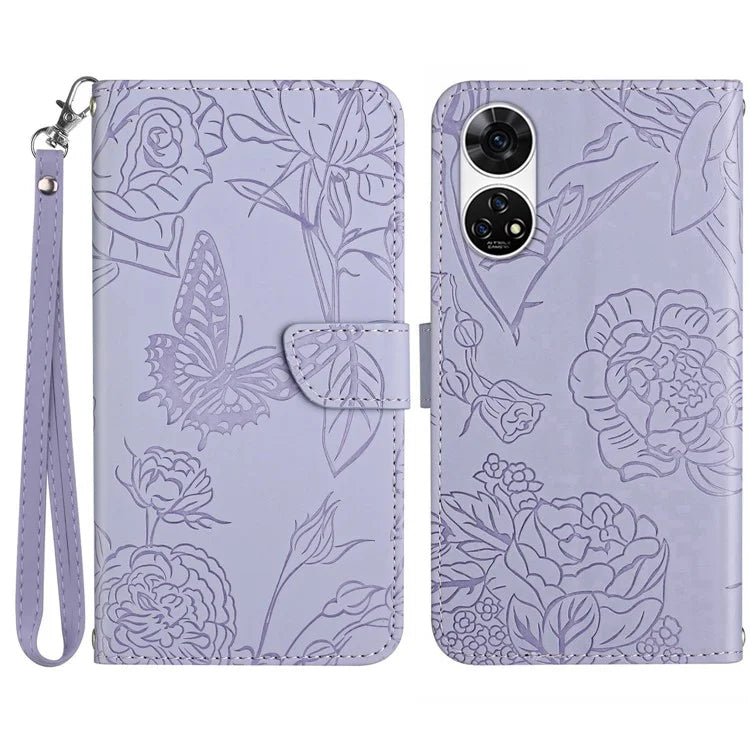 HT03 For ZTE Anshin Family A303ZT Case PU Leather+TPU Anti-scratch Phone Cover with Hand Strap