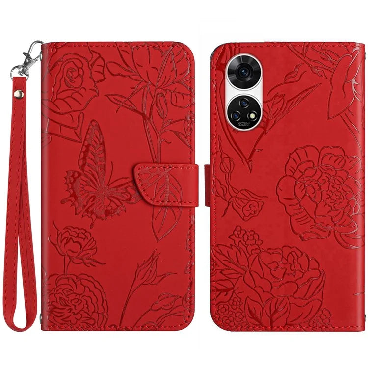 HT03 For ZTE Anshin Family A303ZT Case PU Leather+TPU Anti-scratch Phone Cover with Hand Strap