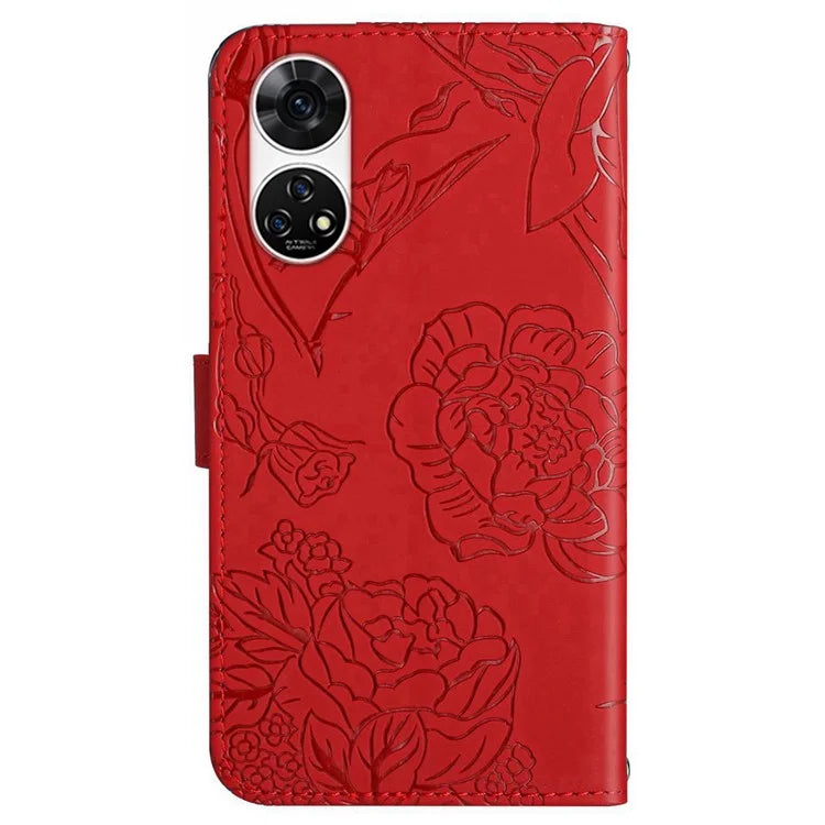 HT03 For ZTE Anshin Family A303ZT Case PU Leather+TPU Anti-scratch Phone Cover with Hand Strap