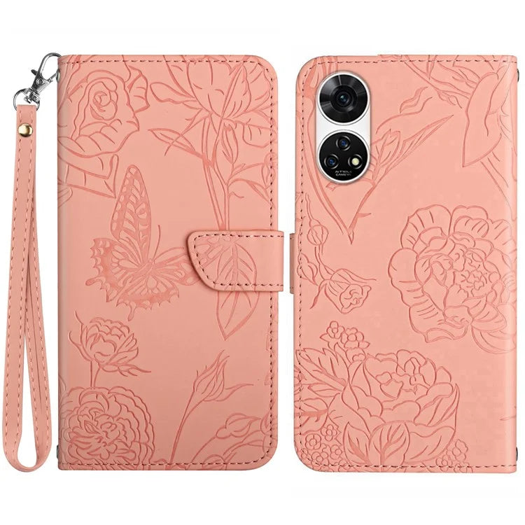 HT03 For ZTE Anshin Family A303ZT Case PU Leather+TPU Anti-scratch Phone Cover with Hand Strap