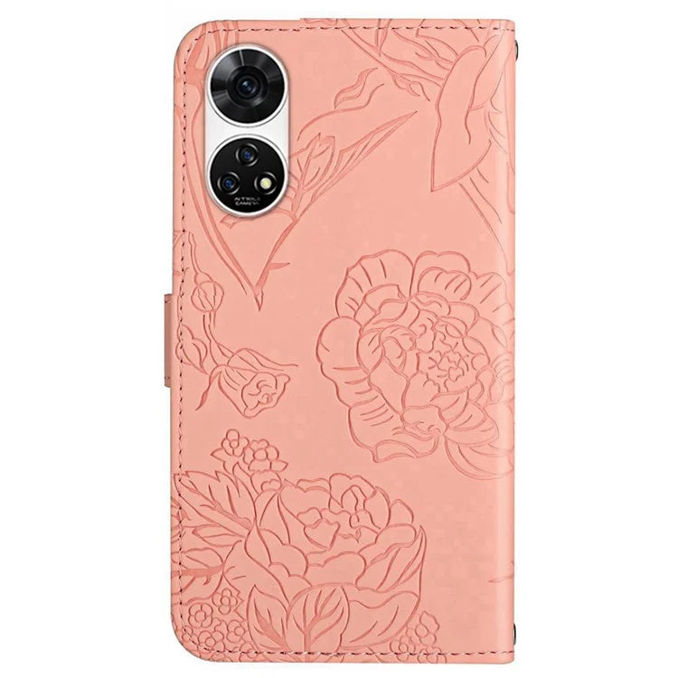 HT03 For ZTE Anshin Family A303ZT Case PU Leather+TPU Anti-scratch Phone Cover with Hand Strap