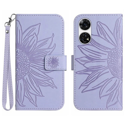 HT04 For ZTE Anshin Family A303ZT Magnetic Case Sunflower Pattern Card Slots Cell Phone Cover